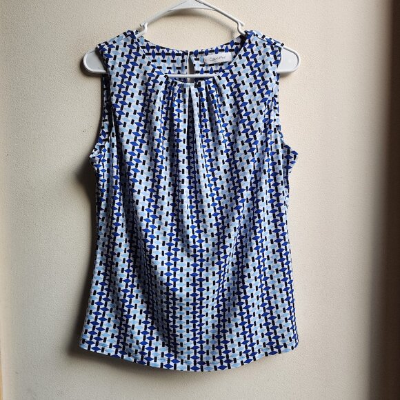 Calvin Klein Geometric Print Sleeveless Blouse Size Small - Picture 1 of 14